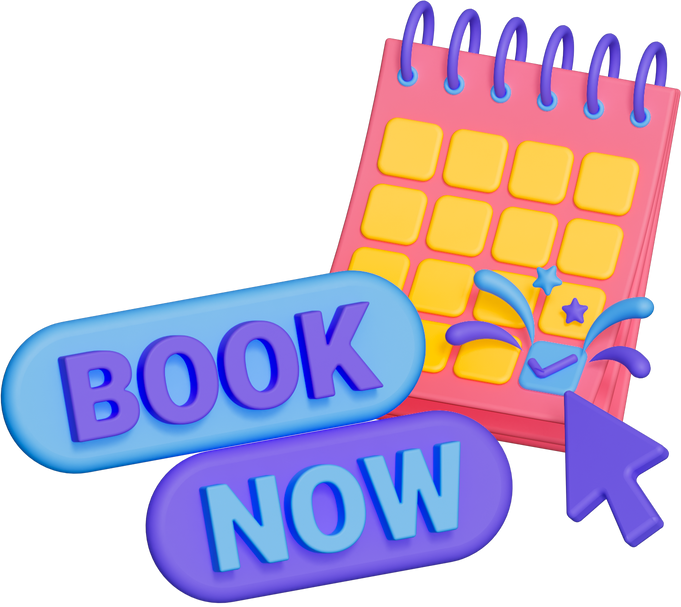 book now button and calendar icon on a white background